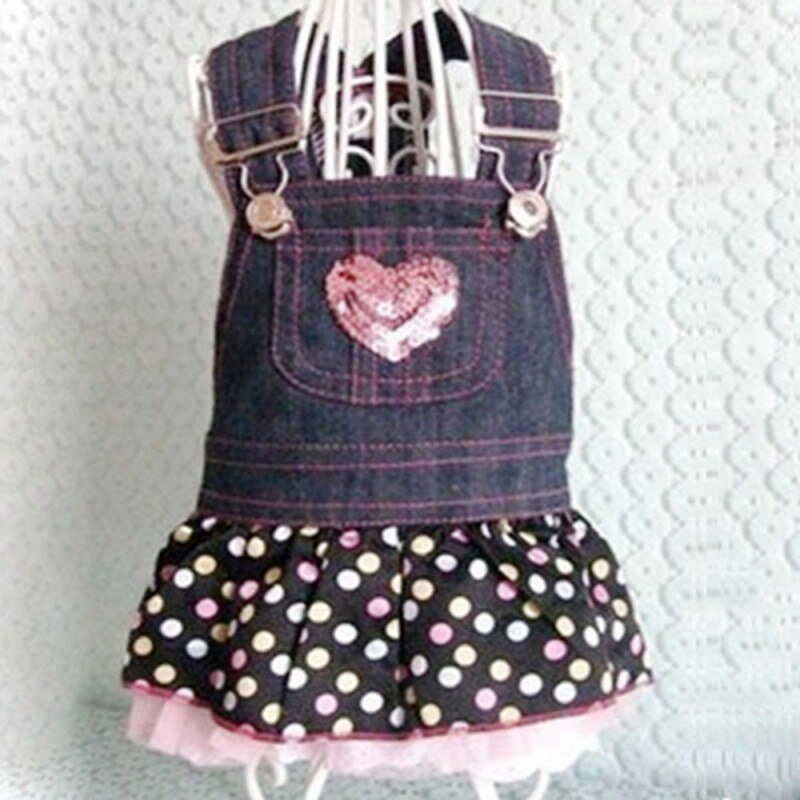 Vestido para perros chaqueta vaquera con falda de encaje, capa de ropa vaquera de otoño e invierno para mascotas, ropa para perros, gatos, vaqueros, ropa para gatos