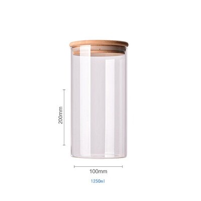 Lagertank mat container bambus dekket høy borosilikat mat forseglet glass tank kjøkken diverse korn lagertank: 13