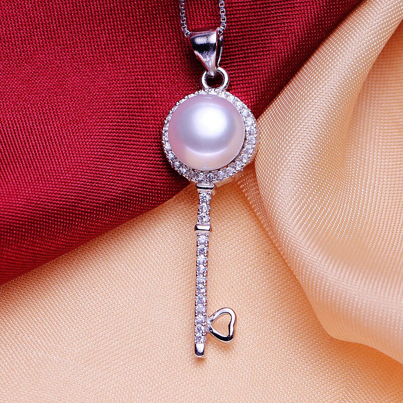 Mode sleutel parel hanger breken natuurlijke zoetwater parel sieraden 925 sterling zilver voor vrouwen huwelijkscadeau: white pearl pendants