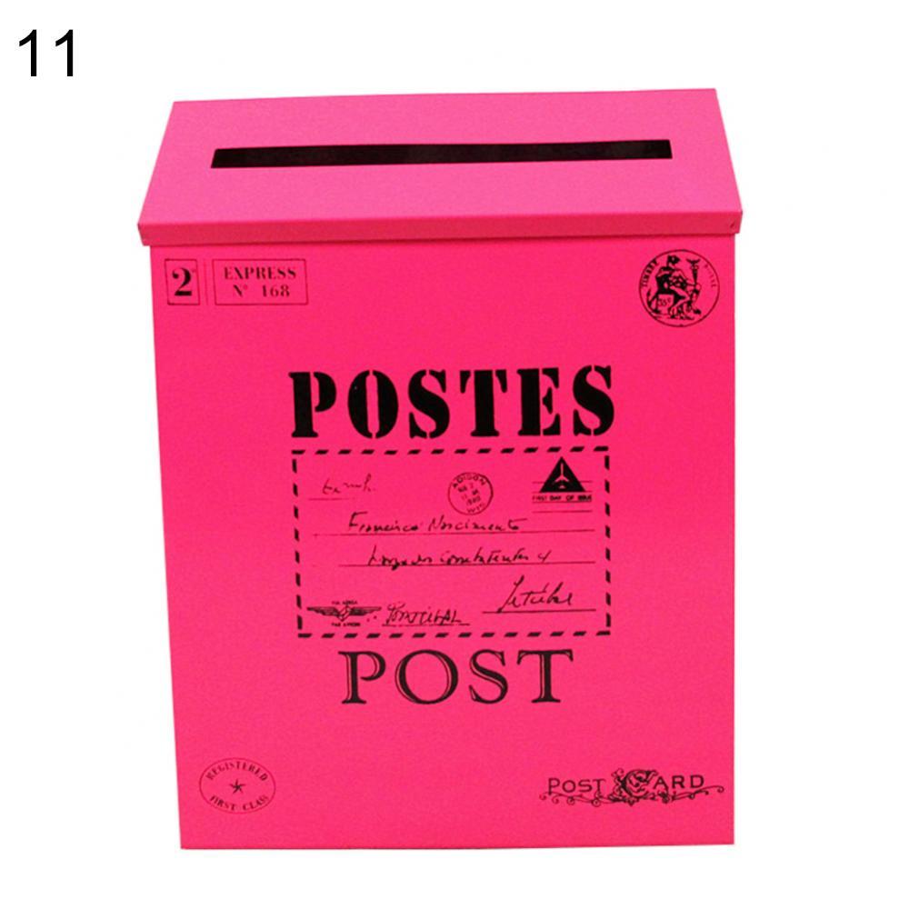 9 colors Post Box Vintage Metal Mail Box Case Wall Hanging Iron Mailbox Mail Postal Letters Newspaper Box Home Decor Oranment: 11