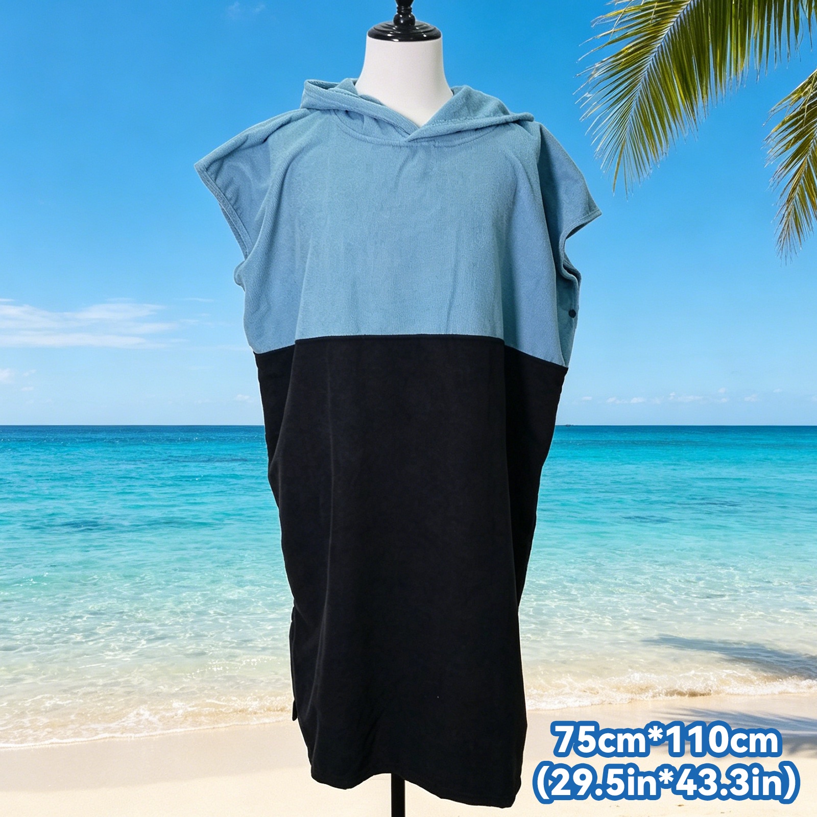 Volwassenen snel drogende surf poncho hoodie microvezel strandjas zwemhanddoek voor wisselen en strandgebruik: Marineblauw