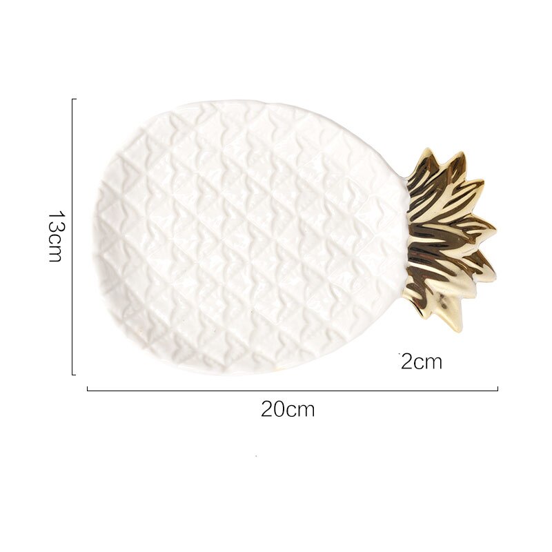 Nordic Decoratie Van Het Huis Supplies Schrijven Decoratie Porselein Opslag Plaat Keramische Plaat Gouden Sieraden Plaat Home Decor: White pineapple