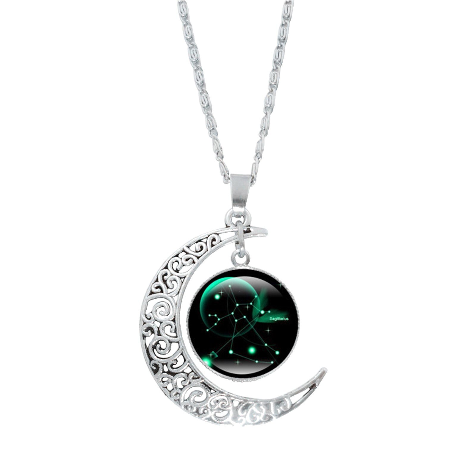 12 costellazione luna collana catena donna strass di lusso girocollo gioielli moda ciondolo regali signore eleganti: F