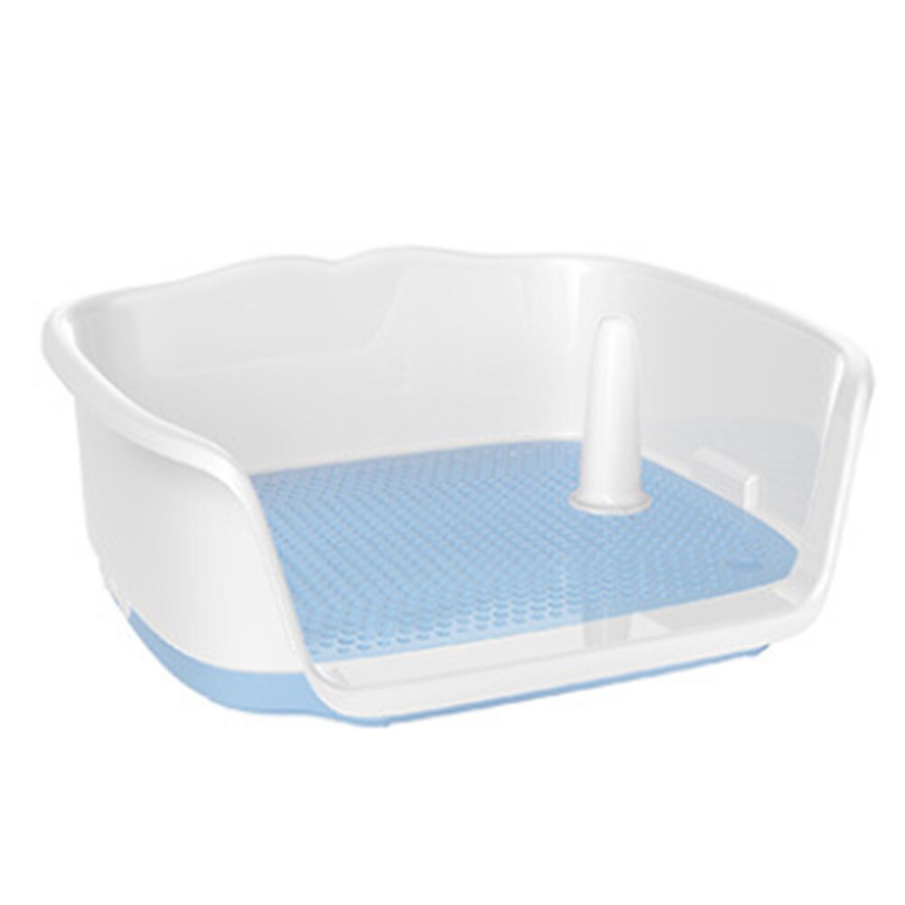 Orinal portátil de celosía para perros de compañía, cajas de arena para gatos, bandeja de arena para cachorros, inodoro de entrenamiento, suministro de limpieza para mascotas: White blue