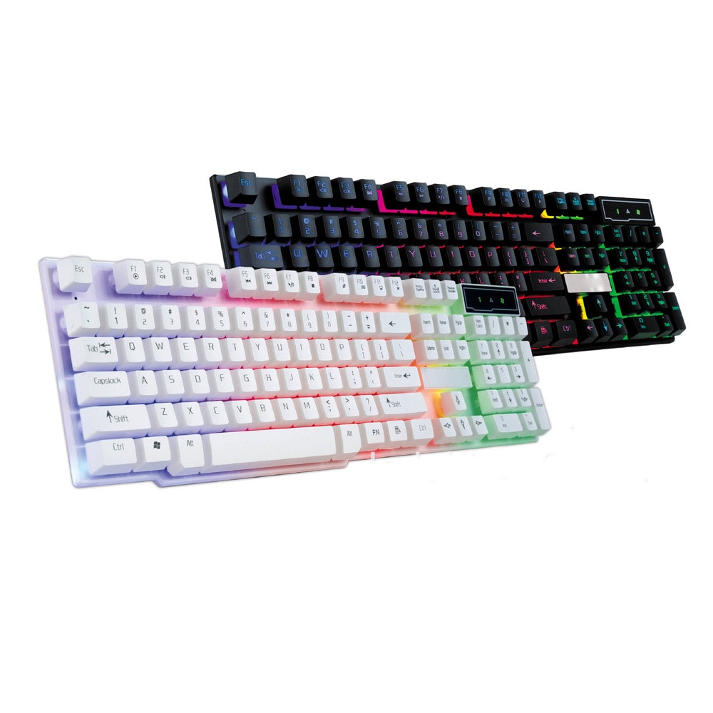 USB Wired Keyboard Mouse Set Colorful Crack LED Mechanical Backlight For PC Laptop Durable Desktop Gaming Office Combo #LR3