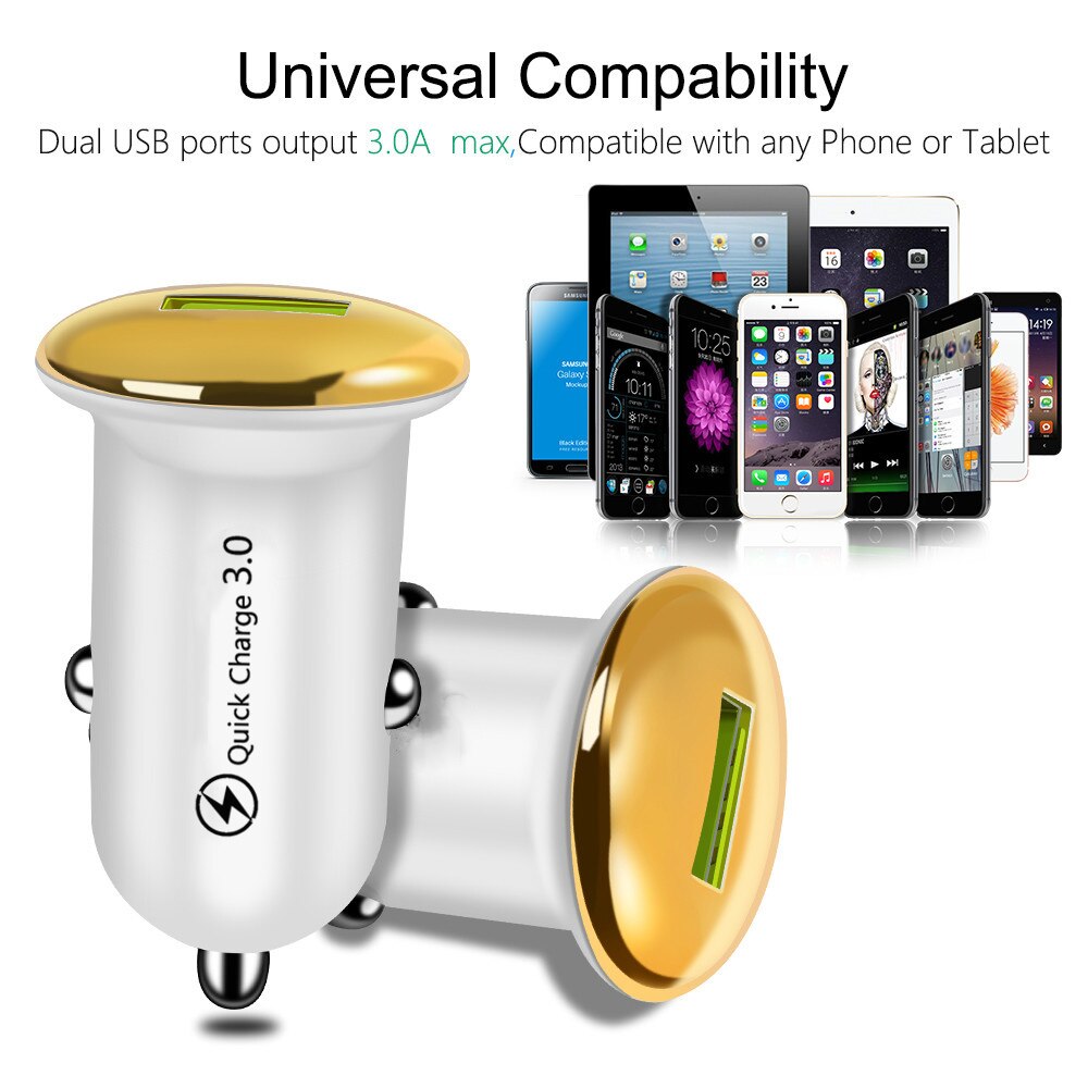 3.1A USB Small mushroom Car Charger Universal Mobile Phone Aluminum Car-Charger For Xiaomi Samsung iPhone 11 Mini Fast Charging