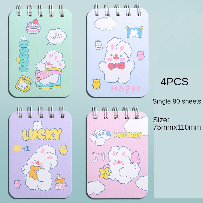 Mini Bloc de notas de bolsillo con tapa para agenda, cuadernos de escritura con espiral abatible, sencilla, original, para oficina y escuela, 4 Uds.: B