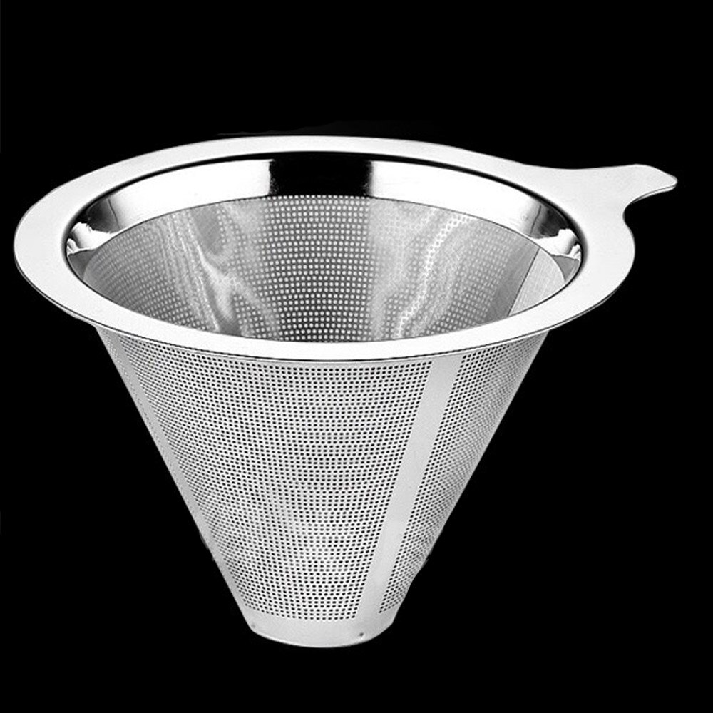 Dwuwarstwowy filtr robić kawy ze stali nierdzewnej uchwyt robić nalewania kawy Dripper siatka kawa herbata kosz filtrujący narzędzia