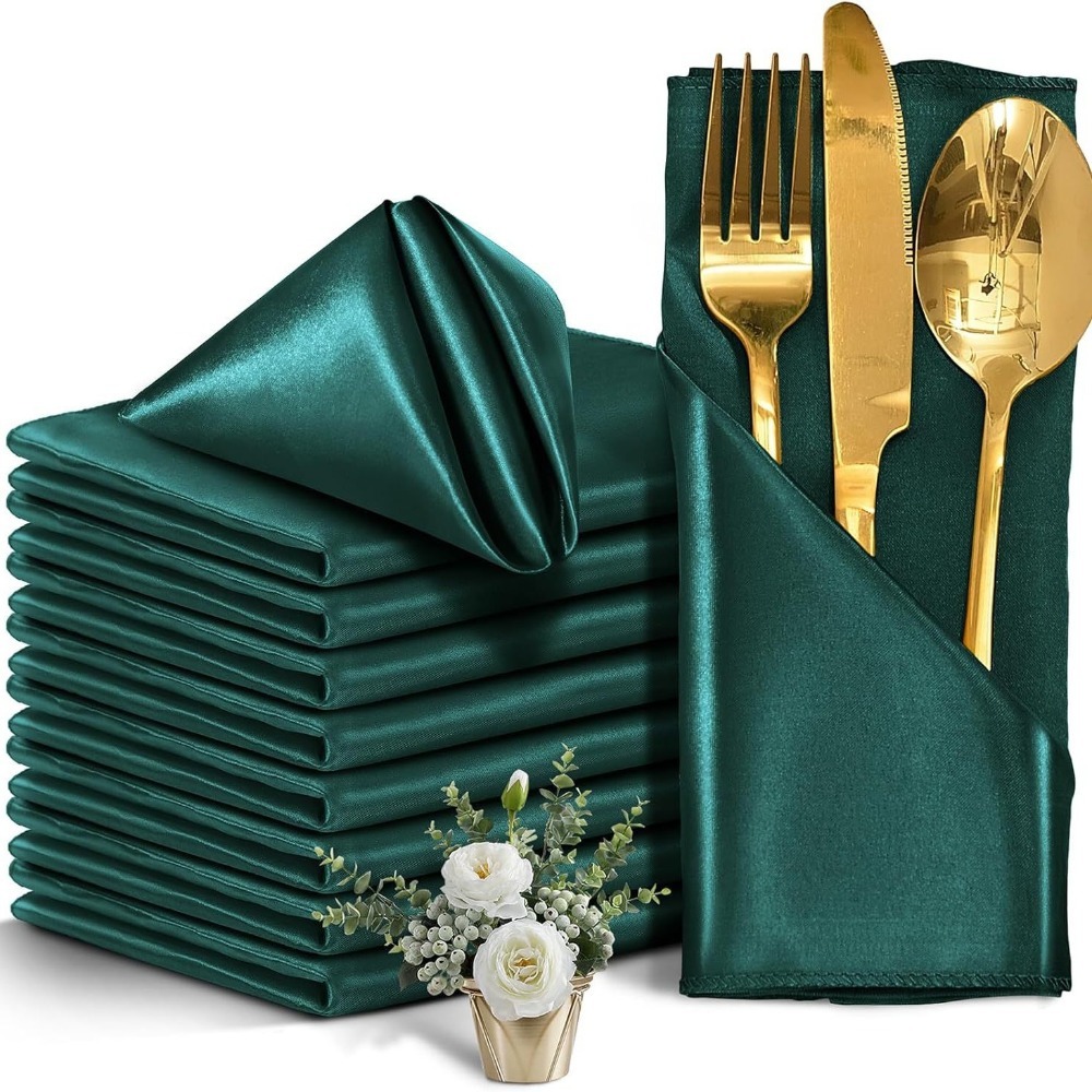 10 stuks bruiloftsdecoratie 30 x 30cm satijnen servetten, zachte herbruikbare dinerservetten, wasbare tafelservetten, hotel: Chocolade