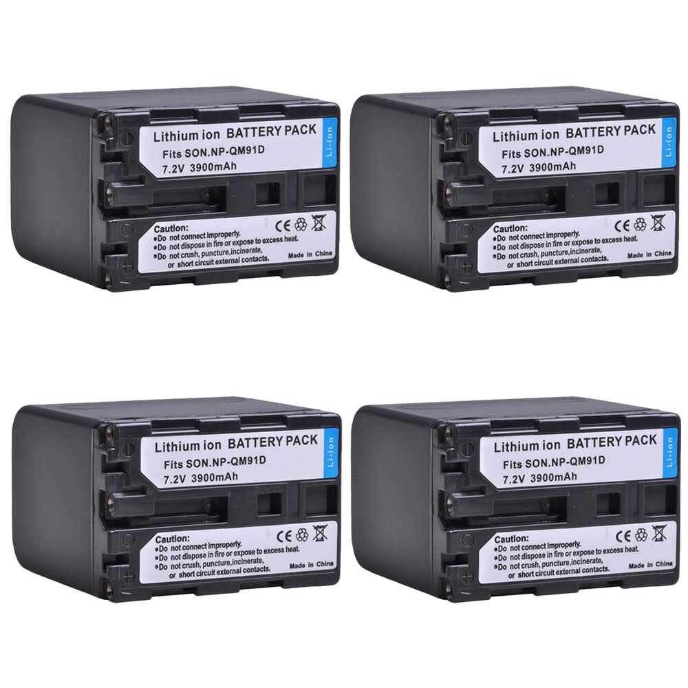 3900mAh NP-QM91D NP QM91D Battery for Sony NP-FM50 NP-QM71 NP-FM70 NP-FM90 DCR-DVD300 301 DCR-HC14 DCR-PC105 CCD-TRV328: 4x Battery