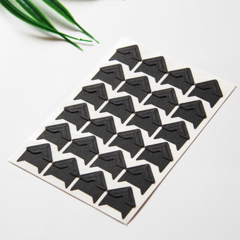 120 pcs/lot DIY Vintage Corner Photo Albums Corner Stickers Kraft Paper Album Frame Decor Scrapbooking Decoration 5 Sheets: black