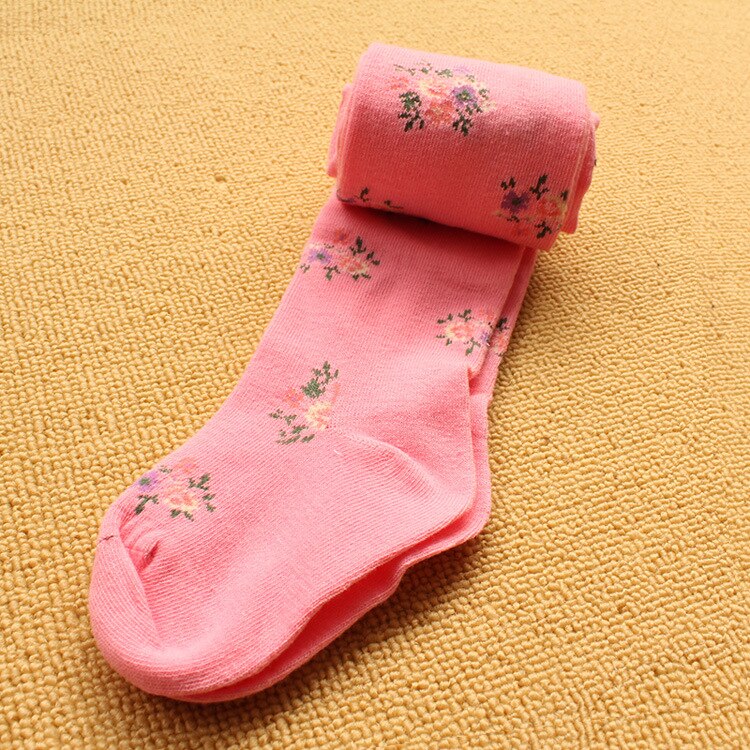 Flower Print Tights for Girls Children Pantyhose Kids Cotton Dance Stockings for Girls Flora Clothing 3-9 Years Spring: Pink / 85 to 100cm