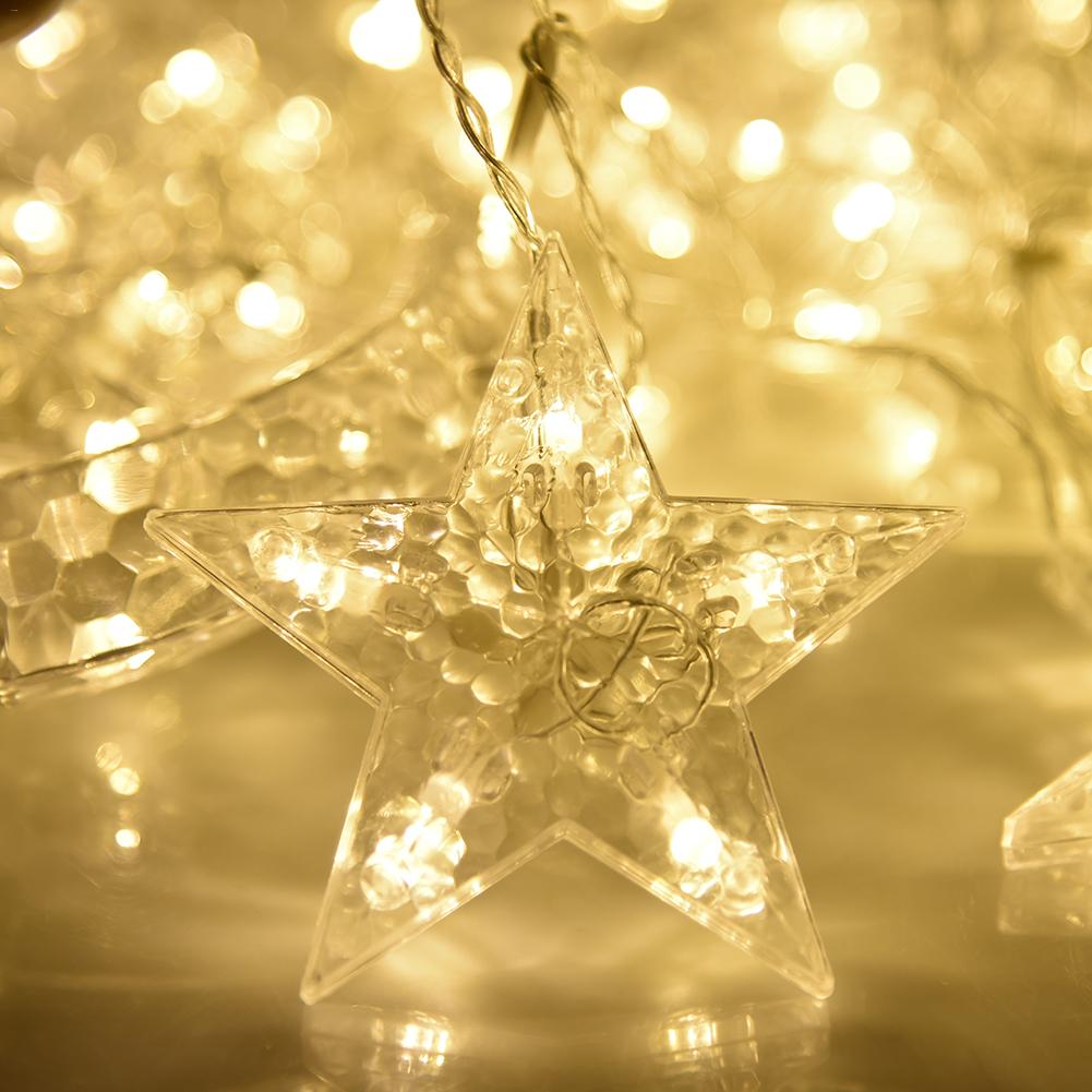 220V impermeable LED estrella Luna cadena luces LED Hada luces cortina luz Navidad boda decoración lámpara luces centelleantes