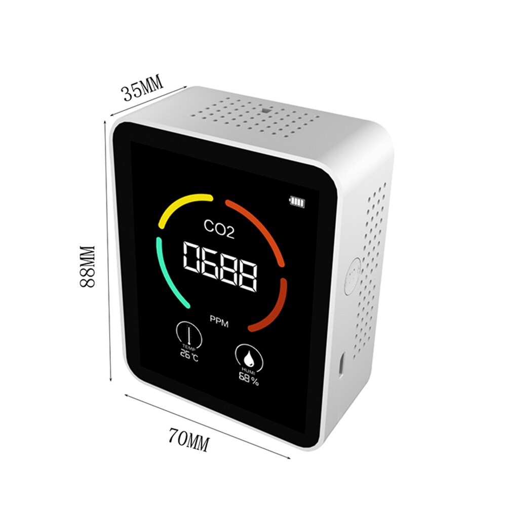 Medidor de CO2 portátil 3 en 1, probador de Sensor de temperatura y humedad, Monitor de del aire, Analizador de dióxido de carbono, Gas, TVOC, Detector de co2: 4