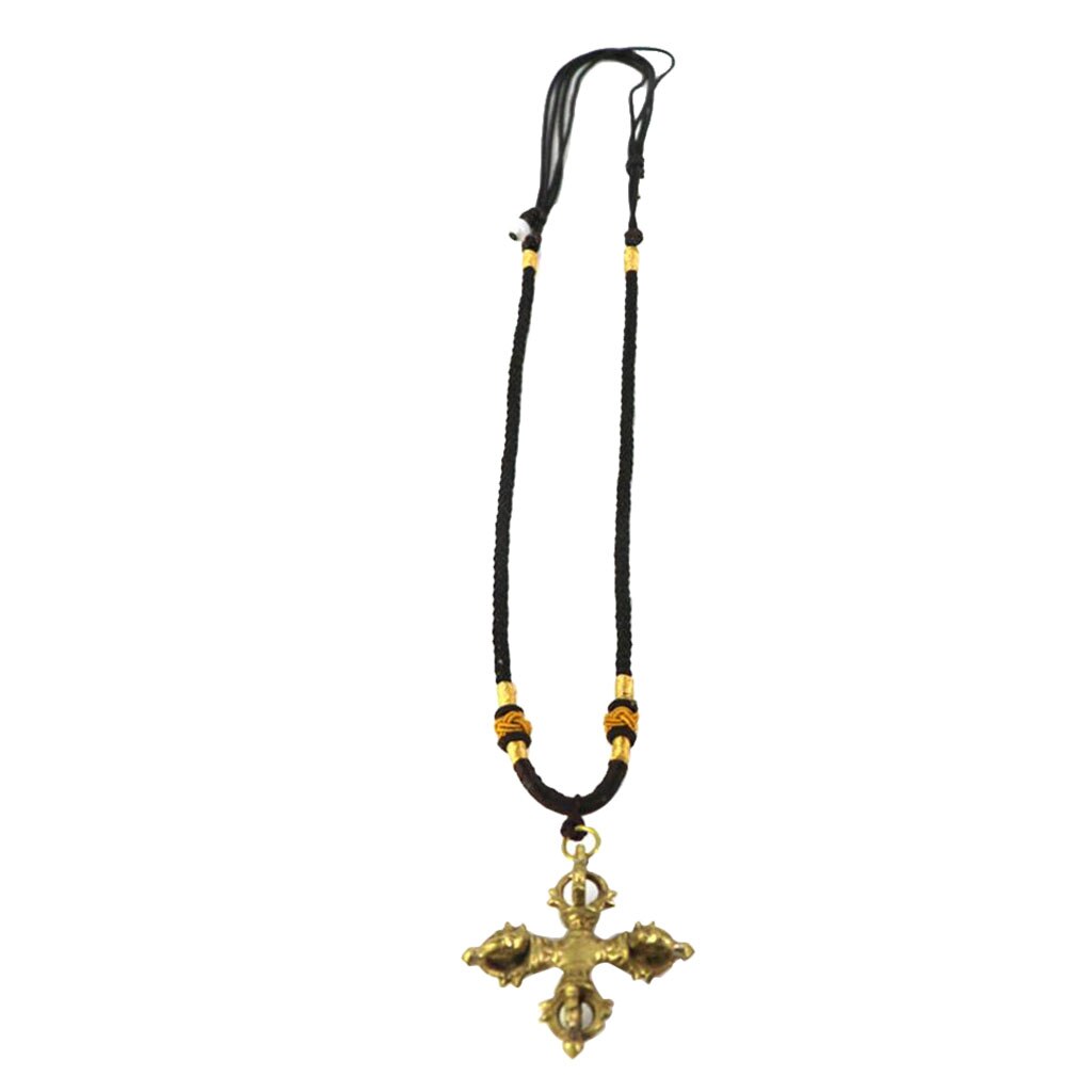 Cruz budista tibetana Dorje Vajra amuleto colgante hecho a mano en Nepal-cobre