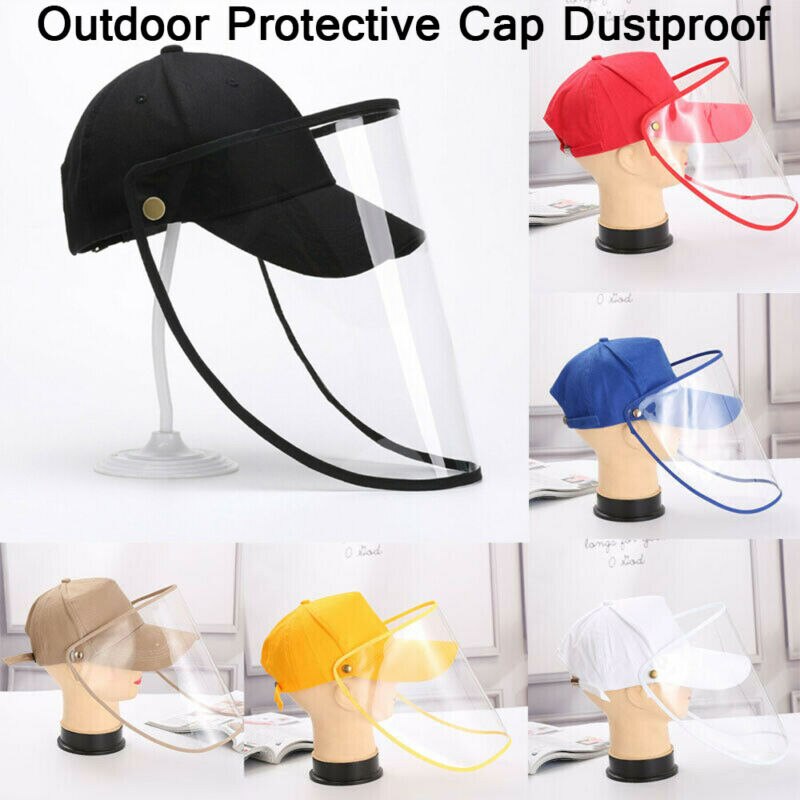 Peaked Hat w/ Protective Clear Shield Outdoor Saliva-proof Dust-proof Sun Visor Cap+Protective Clear Masks Face Shield Outdoor