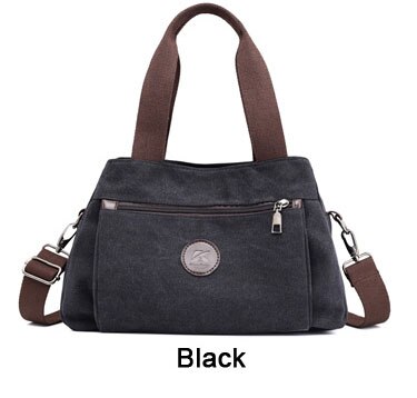 Handtassen Vrouwen Canvas Tas voor Vrouwen Grote Tote Vrouwelijke Handtassen Lady Schouder Messenger Bags Vrouwen Crossbody Tas: Black