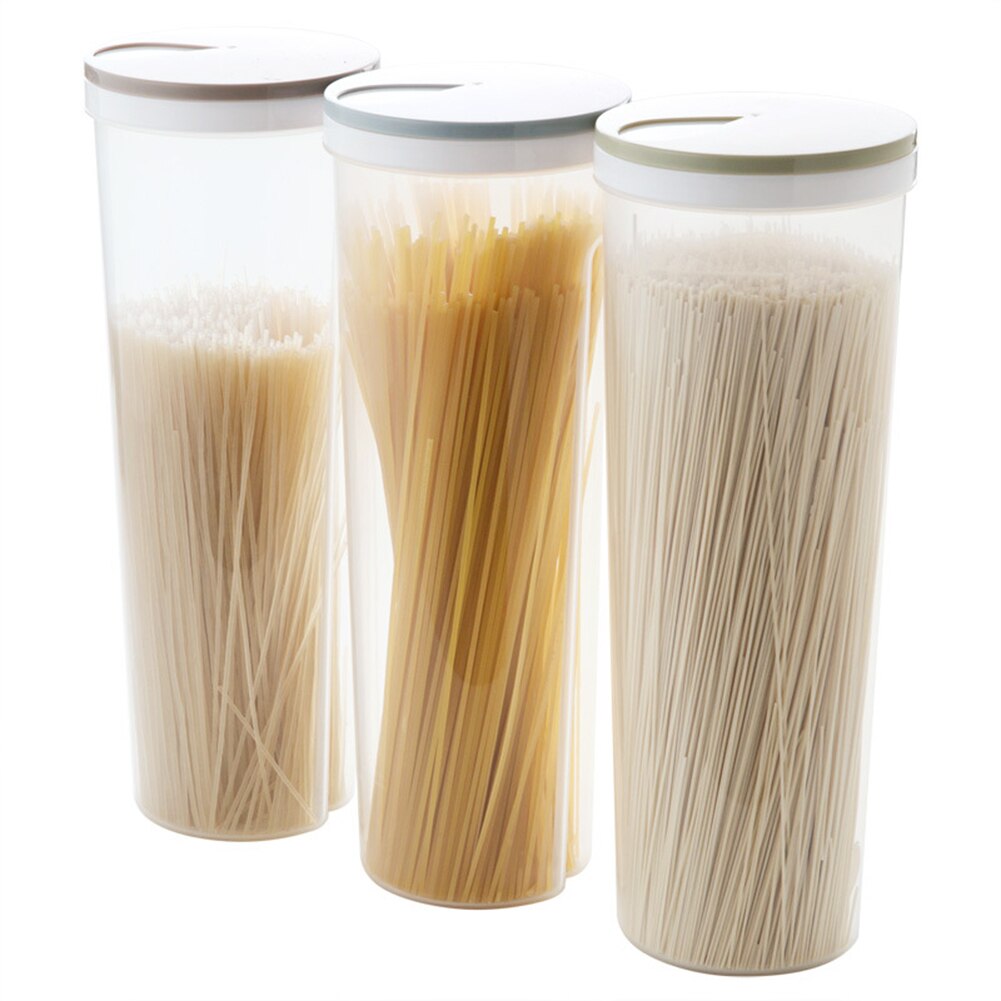 1Pc Multifunction Pasta Noodle Grain Cereal Bean Rice Food Storage Container Clear Reusable Kitchen Sealed Box