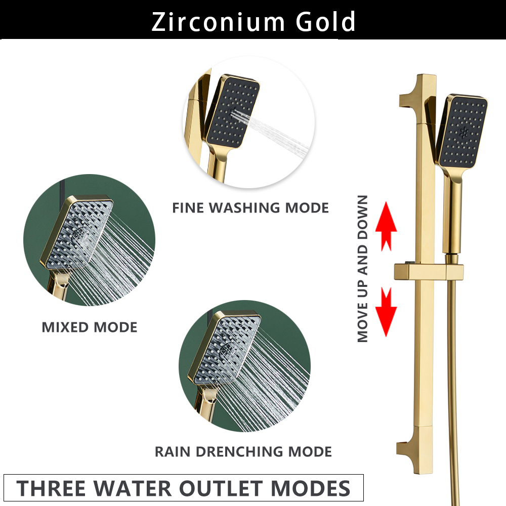 Wall Mounted Adjustable Slide Shower Bar Bathroom Shower Riser Sliding Bar Set with Hose and Shower Black Gold Minimalist Style: Burgundy