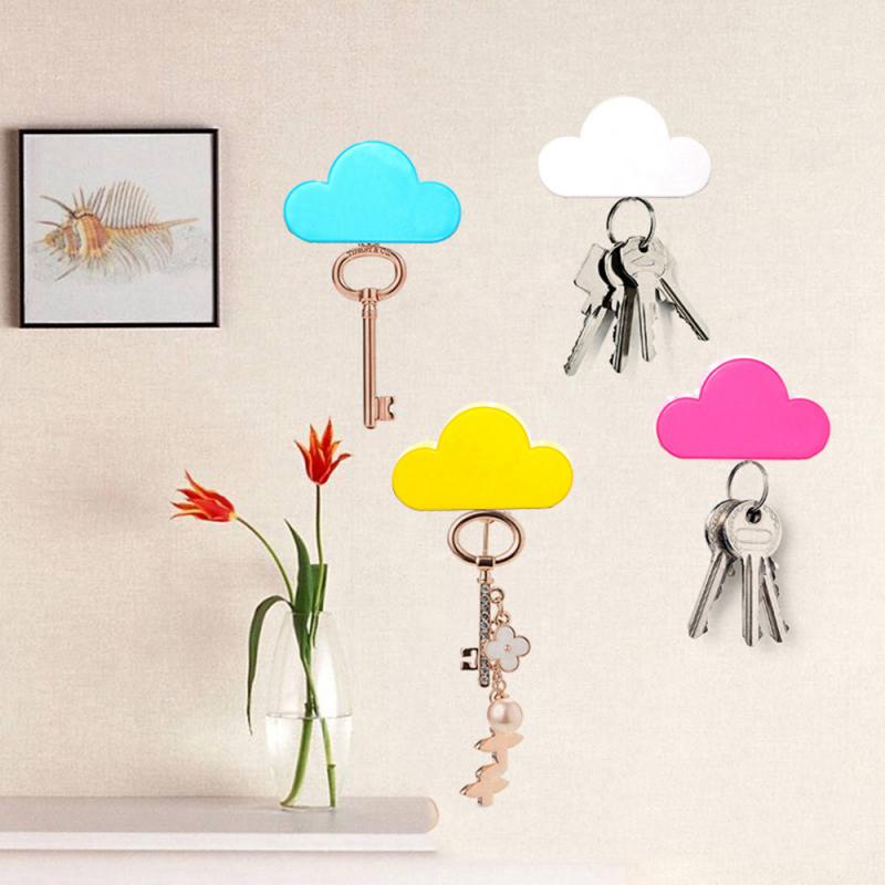 Creatieve Thuis Opslag Houder Sleutelhouder Haak Roze Geel Blauw Cloud Vorm Magnetische Muur Sleutel Keuken Badkamer