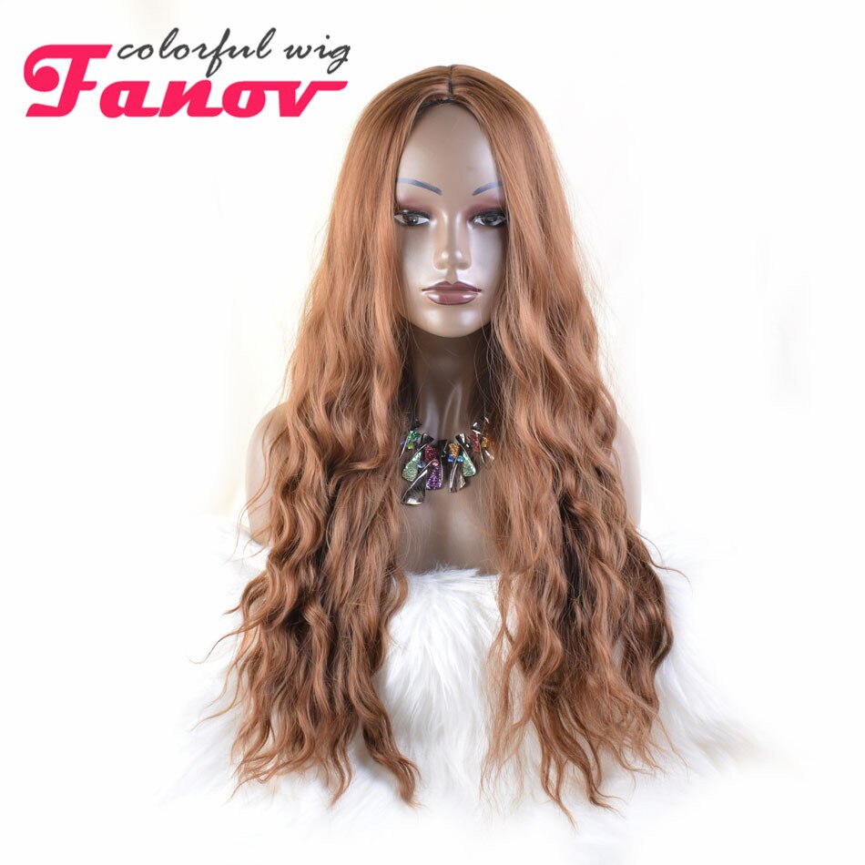 Peluca de cabello rizado largo para mujer, pelo ondulado rojo de 26 pulgadas, parte media, sintético, resistente al calor, para disfraz diario de Cosplay: #30