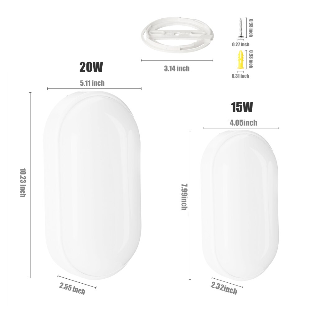 15W 20W Modern LED Wall Lamps Moistureproof front Porch Ceiling Light Surface mounted Oval for Outdoor Garden Bathroom lighting