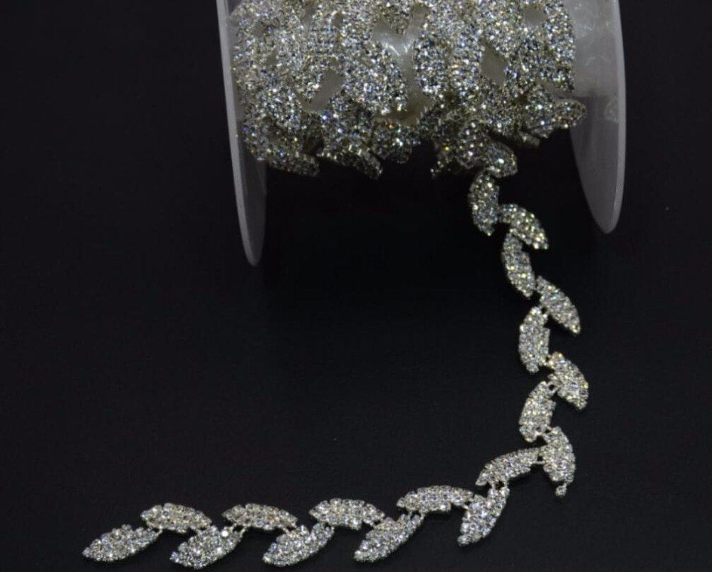 1 yard bladform glas krystaller rhinestones bånd trim blonder kæde til syning af brudekjole prom tøj håndværk