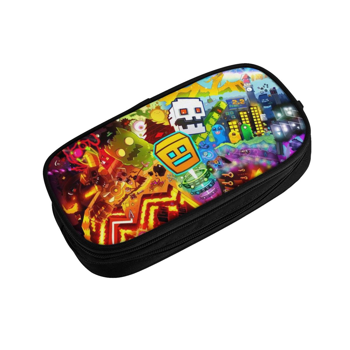 Geometry Dash etui dubbellaags grote capaciteit voor school etui perfecte: Donkergrijs