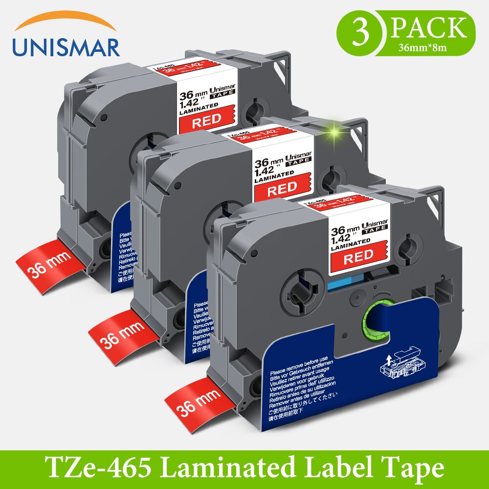 Unismar 3PK 36Mm Wit Op Rood TZe465 Voor Tze Brother Gelamineerd Label Tape TZ465 Printer Lint Voor Brother P-Touch Label Maker
