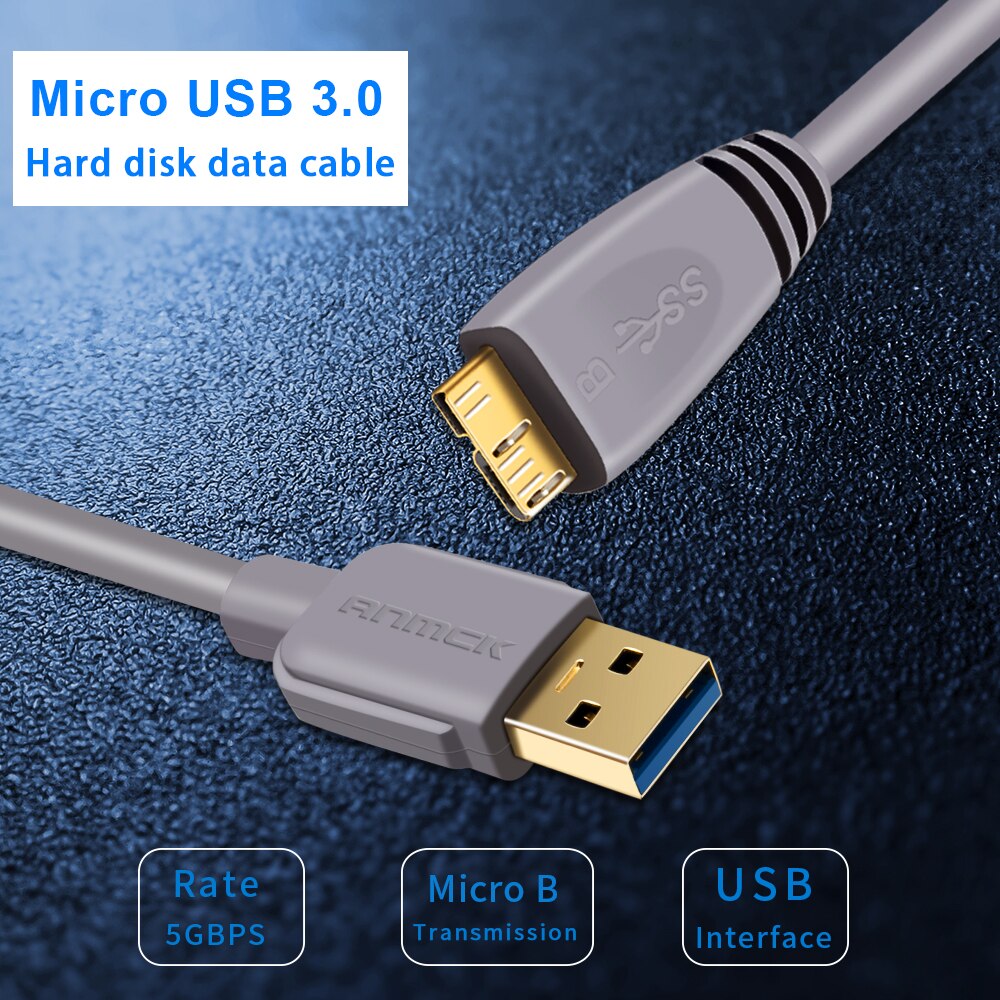 Hard Disk SSD Cable Sync Micro B USB 3.0 Super Fast Cord External Hard Drive HDD for Samsun S5 charging USB Hard Drive Cable