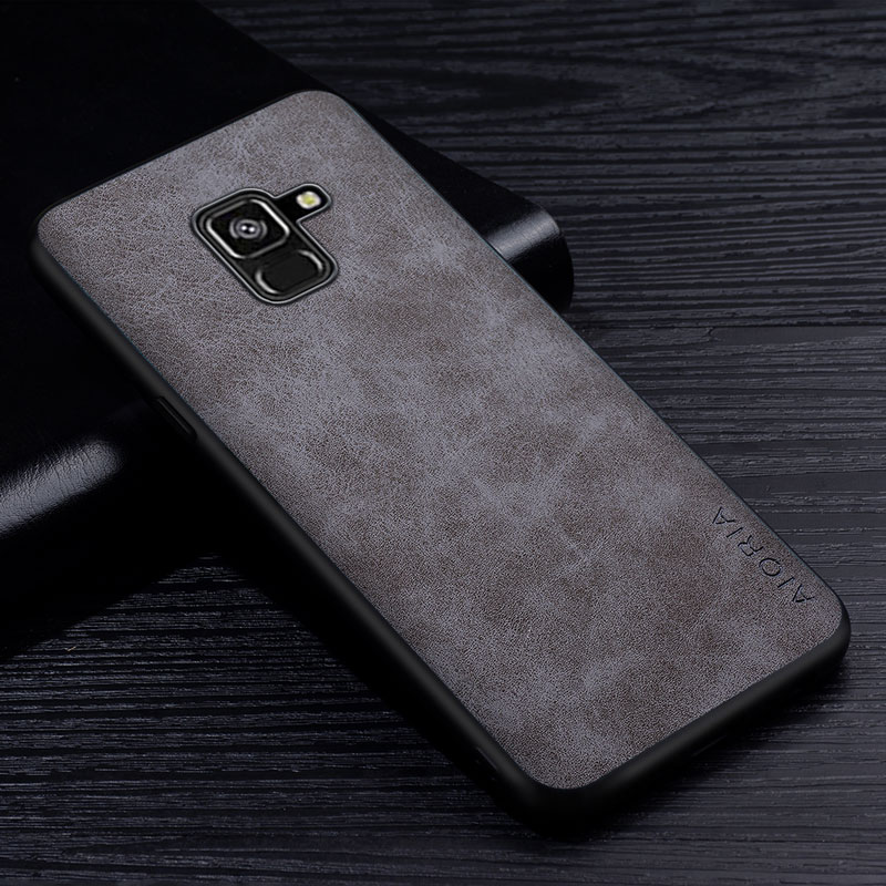 Handyhülle für Samsung Galaxis A8 Plus - PU Leder, Kratzfest, Dünn & Leicht, Hart-PC + Weich-TPU: Galaxis  a8 2018 / Grau