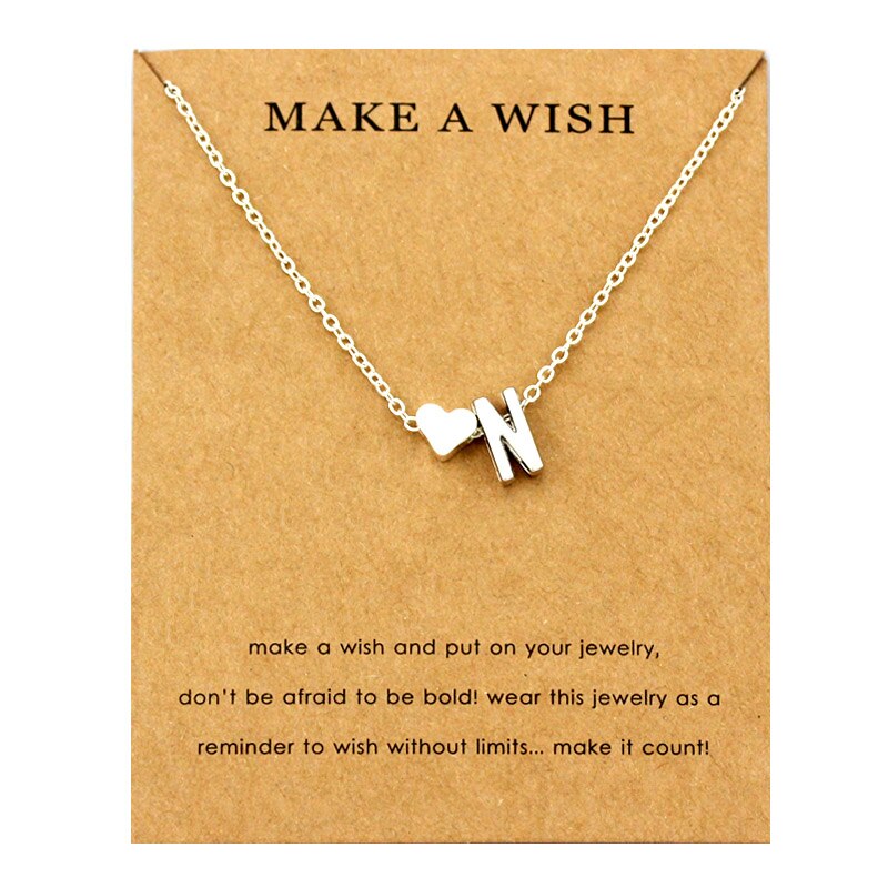 Initial 26 Letter Necklace Heart Necklaces Women Girl's Jewelry Friendship Christmas Birthday: Pure Gold Color