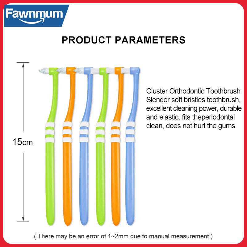 Fawnmum Orthodontische Tandenborstel Puntige en Platte Kop Zacht Haar Correctie Schone Tanden Kloof Floss Mondhygiëne Tanden Bretels 1 Stuks