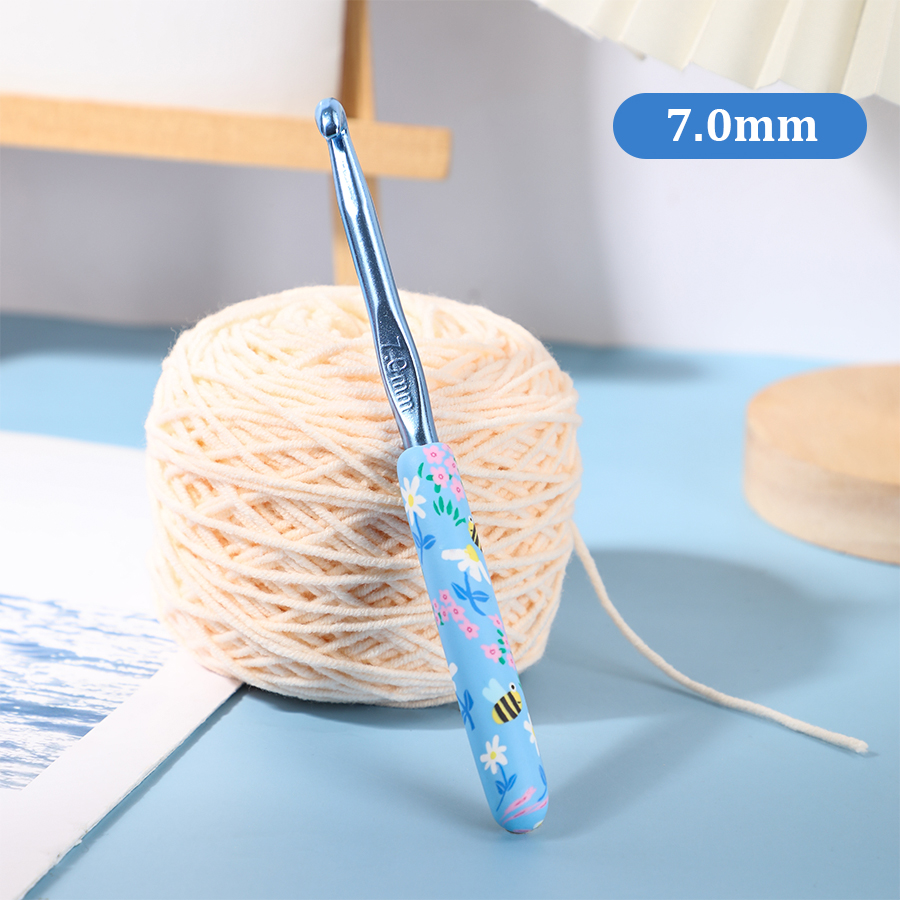 1 Stück/2,0–10,0 mm kleine Biene bedruckte Häkelnadeln, Häkelnadeln für Anfänger und Stricken, Häkelgarn, DIY-Bastelbedarf: Tiefe Blau