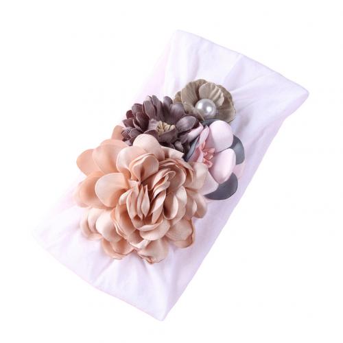 European and American super soft nylon headdress silk stitching flower baby hair accessories cute princess headband: WHITE