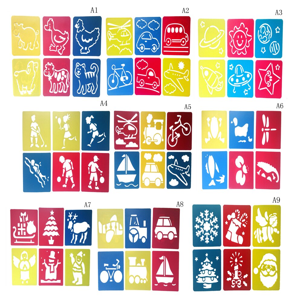 Bambini che imparano lo strumento di arte 6Pcs bambini Multi righelli di plastica a forma di pittura modello di disegno Stencil bambini giocattolo di disegno colorato