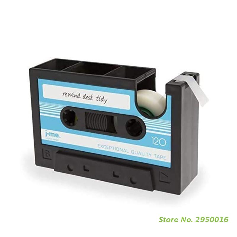 2-in-1 Pen Holder Tape Dispenser Tabletop Organizer Holder Office Desk Decoration for Kids Student Home Office School Desk: Blue