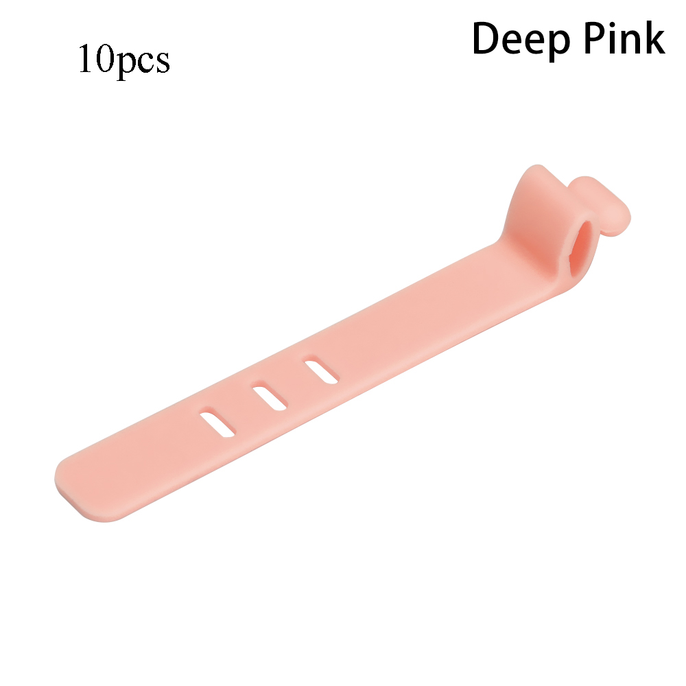 10PCS Soft Silicone Cable Winder Clip Cable Organizer Wire Mouse Cord Line Cable Protector Earphone USB Cable Wire Tie: 10PCS deep pink