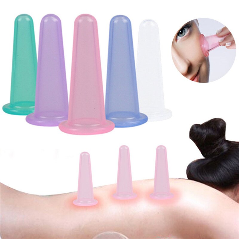 4 Stuks Siliconen Cupping Cup Vacuüm Gezicht Massage Cup Gezicht Lichaam Cupping Zuignappen Facial Been Arm Ontspanning Gezondheidszorg tool