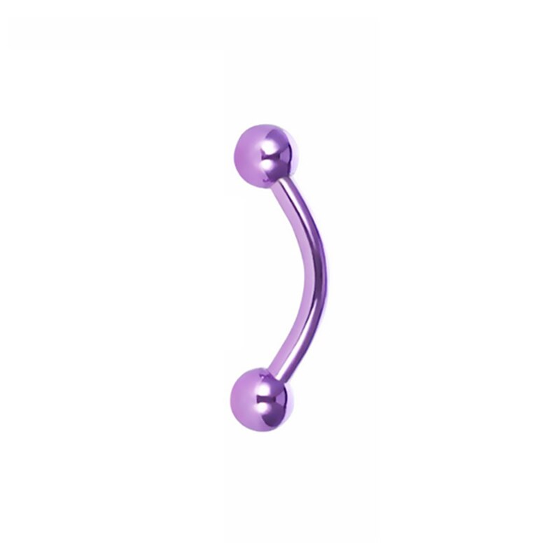 Bal Kegel Gebogen Halters Wenkbrauw Piercing Multicolor Rvs Lichaam Sieraden Helix Piercing Ring Tragus Bar Punk Pircing: 1Pcs Purple Ball