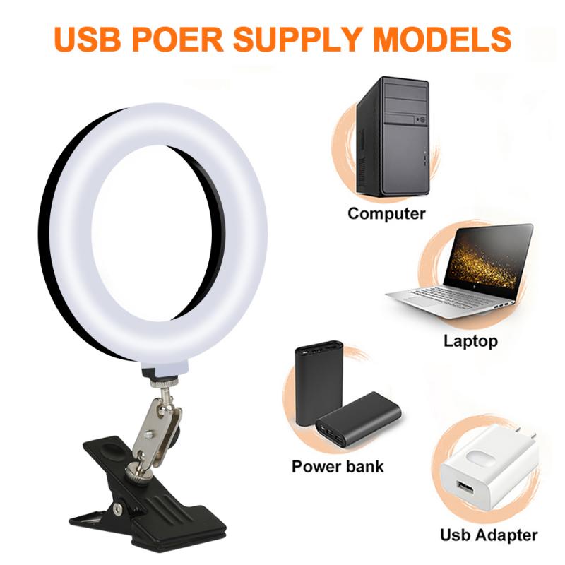 Pode ser escurecido led selfie anel de luz com suporte usb selfie luz anel lâmpada grande fotografia ringlight para computador portátil