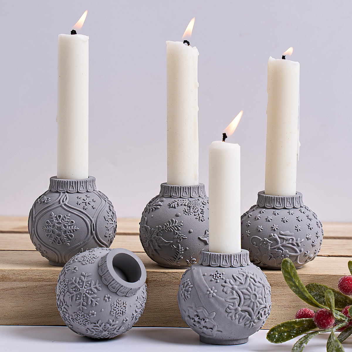 Forma Silikonowa Świecznik Świąteczny Seria Wzór Wytłaczany Płatek Śniegu Kwiat Miłość i Pokój Gwiazda Gips Beton Forma robić Odlewania Dekoracja Domu