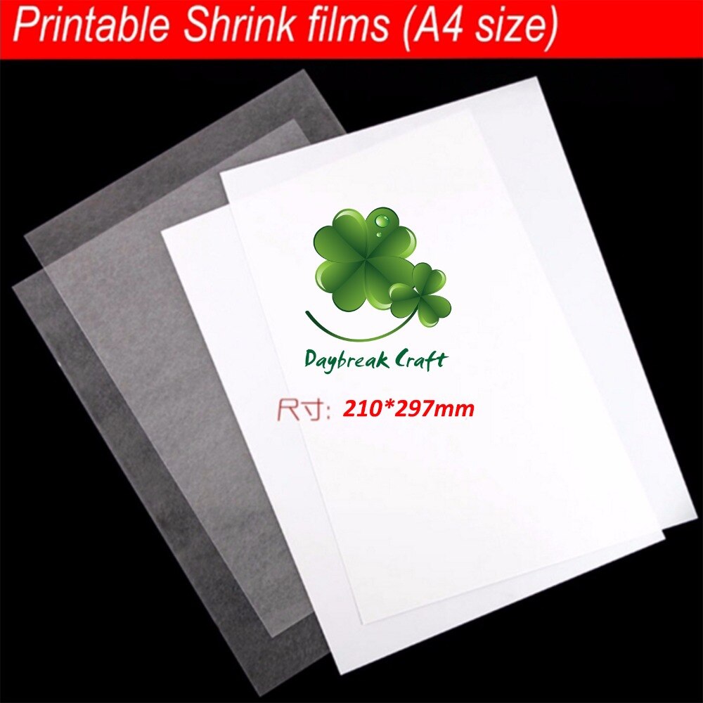 (20pcs / lot) Printer Inkjet Shrinks film Plastic Sheet printable shrink films A4 size