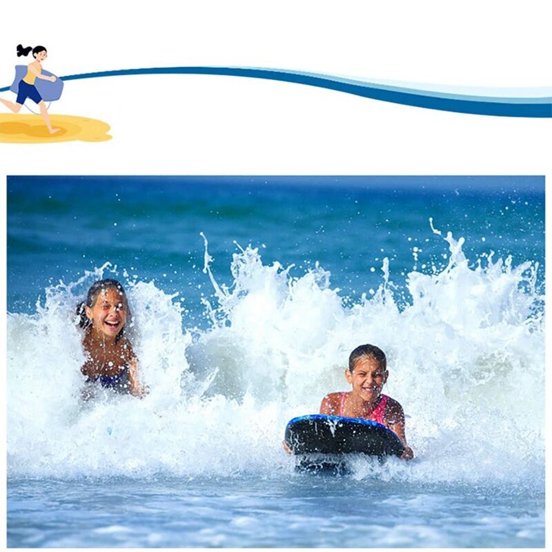 Portable Body Board Inflatable Pool Float Surfboard with Handles Lightweight Soft Body Boards for Travel, Beach Surfing