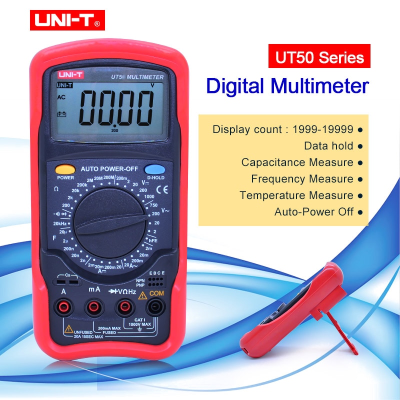 UNI-T Digital multimeter Large LCD Display UT50 Serie Voltmeter Ammeter Ohmmeter Diode/Continuity Test Overload Protection Meter