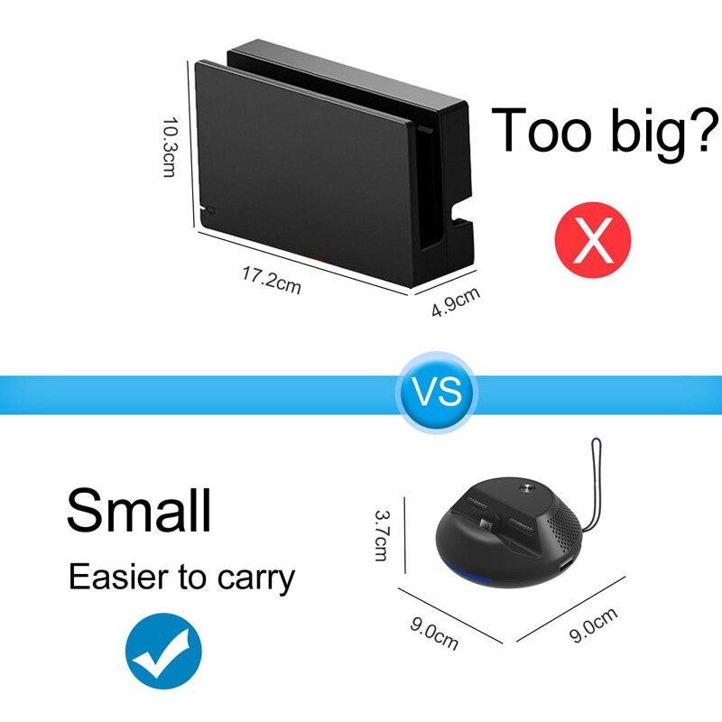 Station de support de Base de Dock de TV de Type C de convertisseur portatif de HDMI de refroidissement circulaire pour le commutateur de Nintendo noir