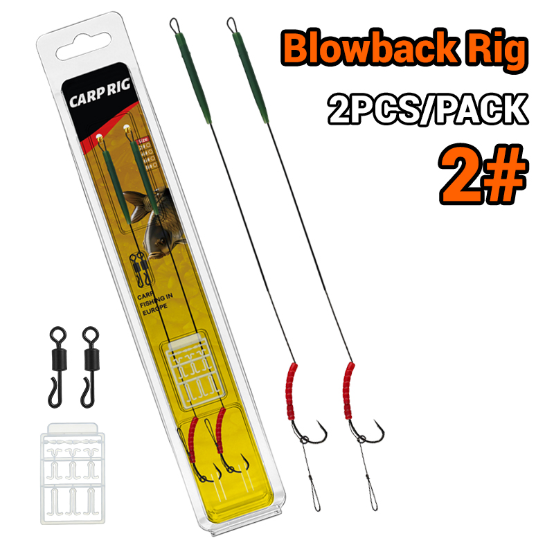 Complete Carp Fishing Rig Set – Blowback Rig, Bloodworm Hook Aligner, QC Swivels, Stripping Line, and Line Stopper for Secure an: WHITE