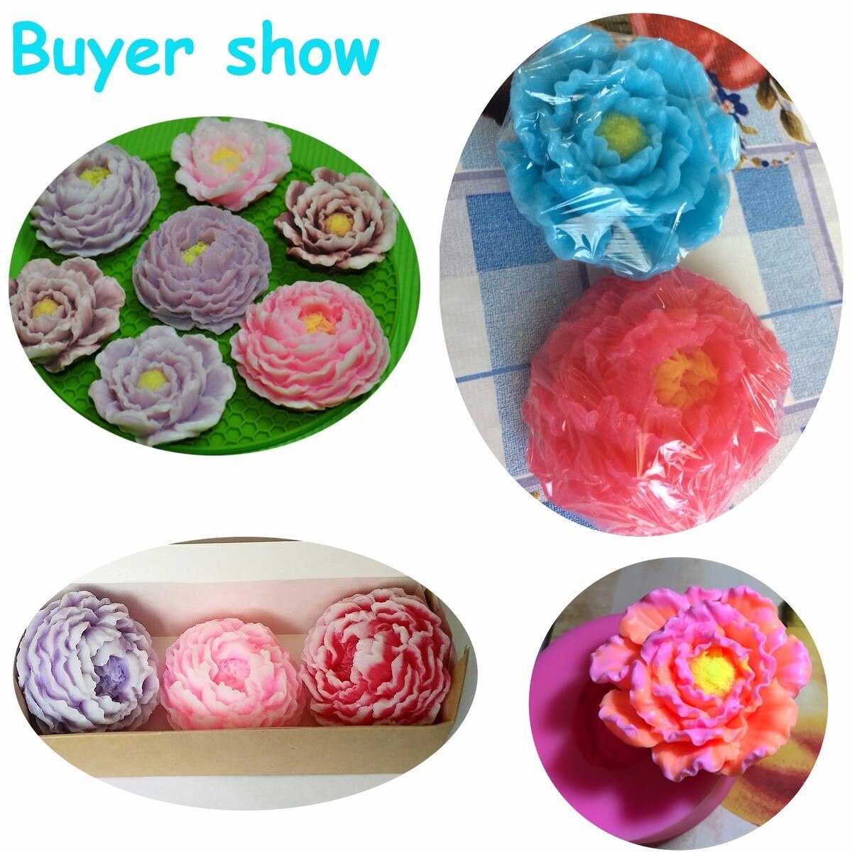 Moldes de silicona para velas en 3D, molde para jabón de arcilla con flor de peonía para dulce pastelero de Chocolate, moldes para pastelería, utensilios de decoración de pasteles