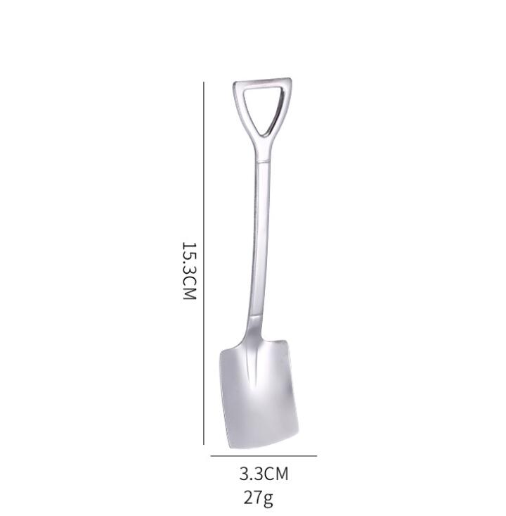 304 retro schep koffielepel roestvrij staal dessertlepel watermeloenlepel ijslepel tip schep platte schep gou: 2