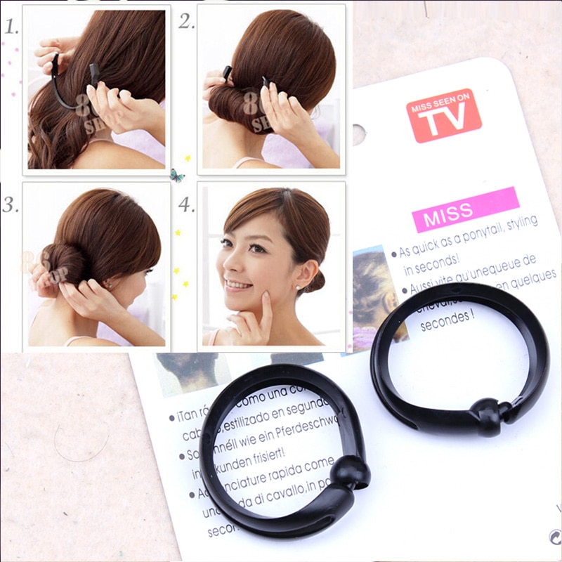 1set=2PCS Magic Hair Quick Maker Hair Band Bud Round DIY Updo Donut Hair Styling Tools Headband For Women Hair Accessories